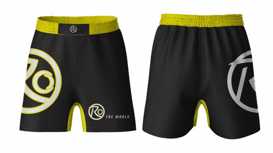 Men's Fight Shorts #002 - Black and Yella